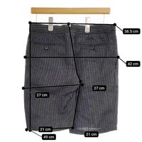 MARGARET HOWELL 578-143908 リネン ストライプ ショートパンツ ハーフパンツ ショーツ チャコールグレー レディース マーガレットハウエル【中古】5-0402S∞