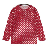 marimekko pallopaita ドット 水玉 サイズ150 コットン 長袖Ｔシャツ カットソー ロンＴ レッド ホワイト レディース マリメッコ【中古】5-0731M∞