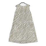 marimekko Taiga タイガ リネン 34 ノースリーブ ワンピース カーキ ホワイト レディース マリメッコ【中古】5-0521S∞
