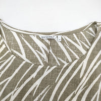 marimekko Taiga タイガ リネン 34 ノースリーブ ワンピース カーキ ホワイト レディース マリメッコ【中古】5-0521S∞