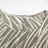 marimekko Taiga タイガ リネン 34 ノースリーブ ワンピース カーキ ホワイト レディース マリメッコ【中古】5-0521S∞