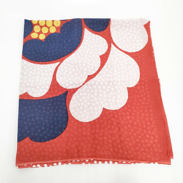 marimekko 新品 KARJALANRUUSU HUIVI 定価10000円 ストール レッド ホワイト レディース マリメッコ【中古】5-0414G◎