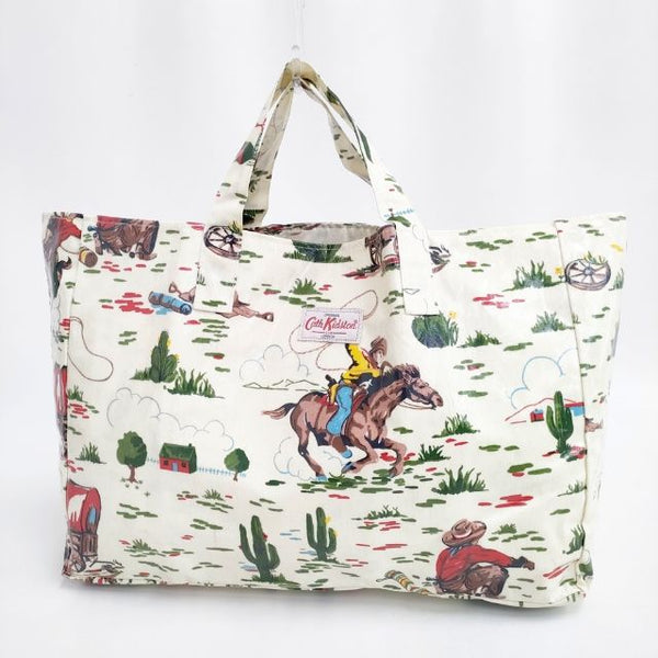 Cath Kidston /SHIPS カウボーイ柄 イギリス製 コットン PVC トートバッグ マルチカラー レディース キャスキットソン/シップス【中古】5-0827G∞