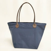 Herve Chapelier 1425C レザーハンドル舟型ショルダーL ショルダーバッグ ネイビー レディース エルベ・シャプリエ【中古】5-0827G∞