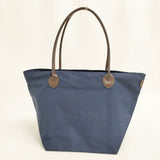 Herve Chapelier 1425C レザーハンドル舟型ショルダーL ショルダーバッグ ネイビー レディース エルベ・シャプリエ【中古】5-0827G∞