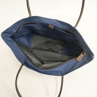 Herve Chapelier 1425C レザーハンドル舟型ショルダーL ショルダーバッグ ネイビー レディース エルベ・シャプリエ【中古】5-0827G∞