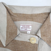 GALLEGO DESPORTES フランス製 コットンリネン ボーダー コート ベージュ系 ブラウン レディース ギャレゴ デスポート【中古】5-0402M∞