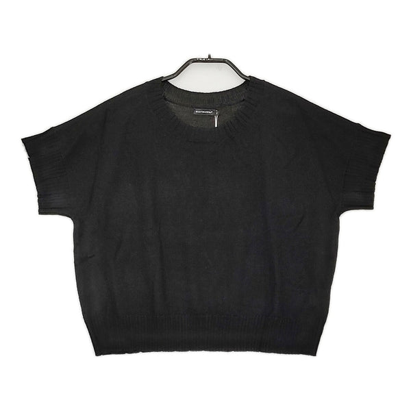 marimekko 新品 KVINTILLI TUSINA KNITS サイズXS 半袖 クルーネック ニット ブラック レディース マリメッコ【中古】5-0205M♪