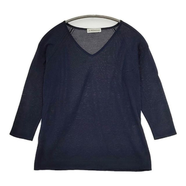 J&M Davidson Vネック プルオーバー コットン ニットソー セーター ニット ネイビー レディース ジェイアンドエムデヴィッドソン【中古】5-0731M∞