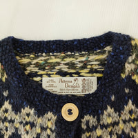 Athena Designs アイルランド製 クルーネック ウールニット ベスト ネイビー イエロー レディース アテナデザイン【中古】5-0205T♪