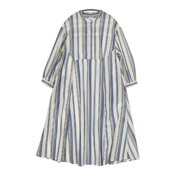 URBAN RESEARCH DOORS UR TECH Smart Linen Touch 定価11000円 ストライプ ワンピース ベージュ ブルー レディース アーバンリサーチドアーズ【中古】5-0731M∞