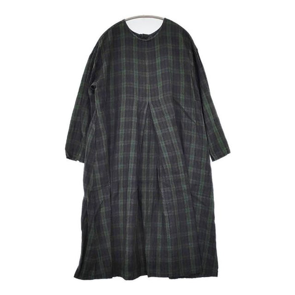 heavenly ブラックウォッチ リネン 洗い加工 2259042 ワンピース ブラック グリーン レディース ヘブンリー【中古】5-0731M∞