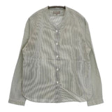 MARGARET HOWELL STRIPE SILK COTTON 578-8253010 長袖シャツ グリーン ホワイト レディース マーガレットハウエル【中古】5-0830M∞