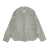 MARGARET HOWELL STRIPE SILK COTTON 578-8253010 長袖シャツ グリーン ホワイト レディース マーガレットハウエル【中古】5-0830M∞