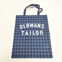 OLDMAN'S TAILOR ロゴプリント コットン チェック トートバッグ ブルー ネイビー レディース オールドマンズテーラー【中古】5-0227G◎