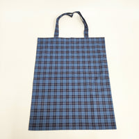 OLDMAN'S TAILOR ロゴプリント コットン チェック トートバッグ ブルー ネイビー レディース オールドマンズテーラー【中古】5-0227G◎
