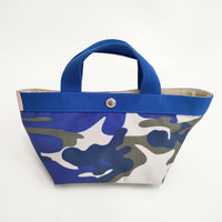 Herve Chapelier 限定品 舟形トートS 701FB カモフラージュ グリブルー アンディゴ トートバッグ ブルー レディース エルベ・シャプリエ【中古】5-0227G◎