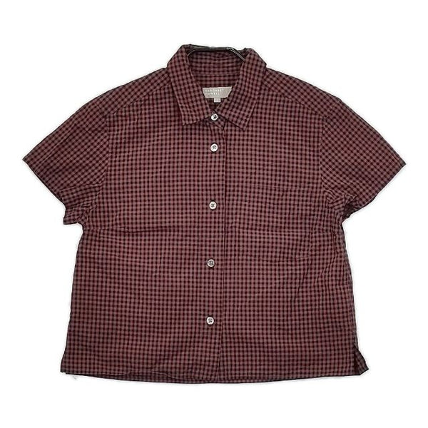 MARGARET HOWELL 578-9152031 チェック コットン DRY GINGHAMCHECK COTTON 半袖シャツ ワインレッド レディース マーガレットハウエル【中古】5-0521S∞