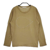 mina perhonen call cm8002 定価8500円 刺繍 長袖Ｔシャツ カットソー ロンＴ カーキ レディース ミナペルホネン【中古】5-0324M∞