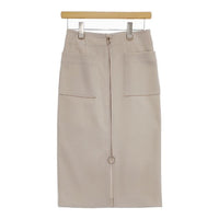 Spick and Span Noble T/Wフープジップ ロングタイトスカート 定価17600円 ロングスカート ベージュ レディース スピック＆スパン ノーブル【中古】5-0324M∞
