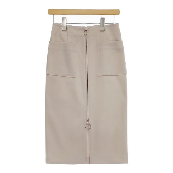 Spick and Span Noble T/Wフープジップ ロングタイトスカート 定価17600円 ロングスカート ベージュ レディース スピック＆スパン ノーブル【中古】5-0324M∞