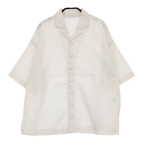 nest Robe コットンカットワークレースオープンカラーシャツ 01232-1042 定価29700円 23SS オフホワイト レディース ネストローブ【中古】5-0608S♪