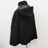 Traditional Weatherwear ポンチョコート マント メルトン フード付き サイズ36 ポンチョ ブラック レディース トラディショナルウェザーウェア【中古】5-1102A◎