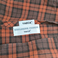 YAECA 157054 チェック ラップワンピース サイズS コットン ワンピース オレンジ ブラウン レディース ヤエカ【中古】5-0420M△