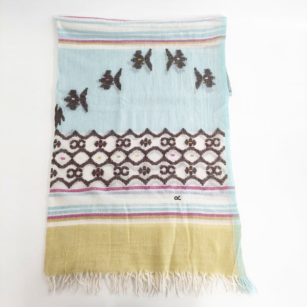 45R/45rpm インドジャムダニのストール 定価41800円 大判 マフラー ストール ミズイロ ブラウン レディース フォーティーファイブアールピーエム【中古】5-1023T◎