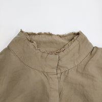 humoresque highneck frill shirt KA2201c 定価51700円 シルクコットン ハイネック 長袖シャツ ベージュ レディース ユーモレスク【中古】5-0309M♪