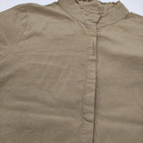 humoresque highneck frill shirt KA2201c 定価51700円 シルクコットン ハイネック 長袖シャツ ベージュ レディース ユーモレスク【中古】5-0309M♪