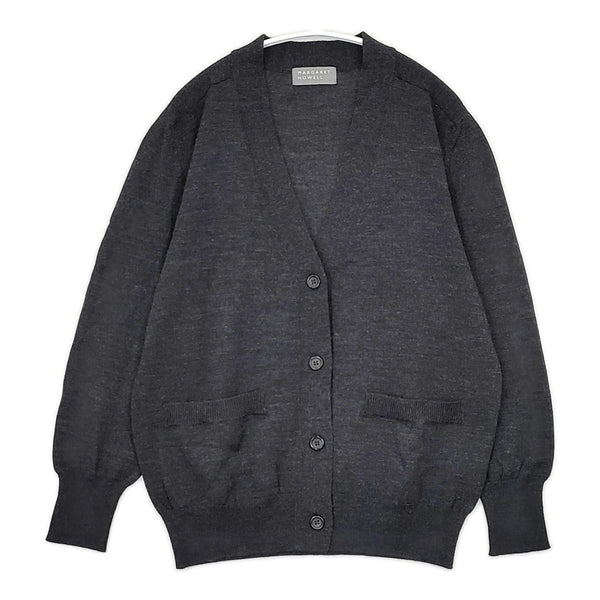 MARGARET HOWELL FINE WOOL 578-3264003 ウールニット カーディガン 23AW チャコールグレー レディース マーガレットハウエル【中古】5-0915T∞