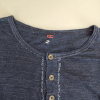 45R/45rpm インディゴ ハーフボタン 長袖Ｔシャツ カットソー ロンＴ ネイビー レディース フォーティーファイブアールピーエム【中古】5-0324M∞