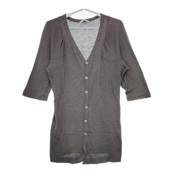 45R/45rpm 七分袖 コットン ロング カーディガン グレー レディース フォーティーファイブアールピーエム【中古】5-0416M∞