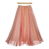 AMERI プリーツ UND 2WAY SHEER CHAMBRAY SKIRT ロングスカート ピンク レディース アメリ【中古】5-0416M∞