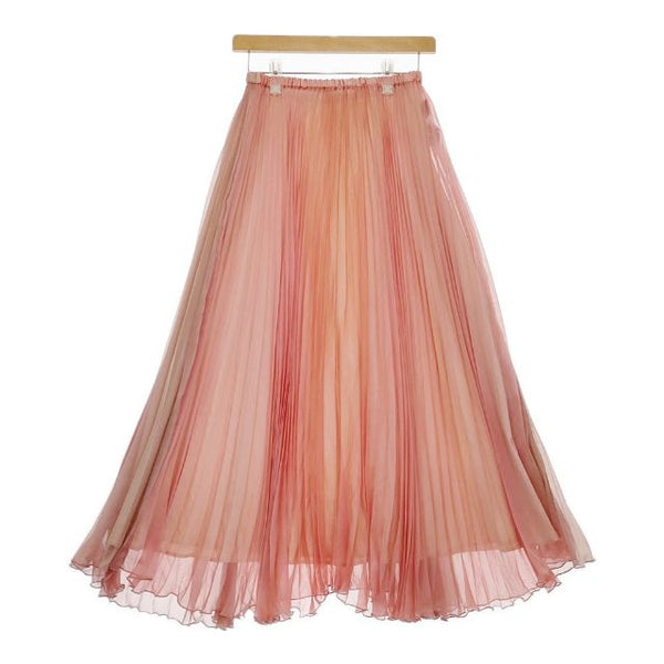 AMERI プリーツ UND 2WAY SHEER CHAMBRAY SKIRT ロングスカート ピンク レディース アメリ【中古】5-0416M∞