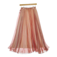 AMERI プリーツ UND 2WAY SHEER CHAMBRAY SKIRT ロングスカート ピンク レディース アメリ【中古】5-0416M∞