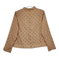 AMERI UNDRESSED MONOGRAM DRAPE COLLAR BLOUSE  モノグラム柄 ドレープ ブラウス シャツ キャメル レディース アメリ【中古】5-0416M∞