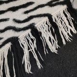 AMERI FRINGE ZEBRA KNIT ゼブラ柄 フリンジ セーター ニット ホワイト ブラック レディース アメリ【中古】5-0906T∞
