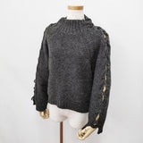 Ameri VINTAGE 02920120160 レースアップ アクリルウール セーター ニット チャコールグレー レディース アメリヴィンテージ【中古】5-0922T◎