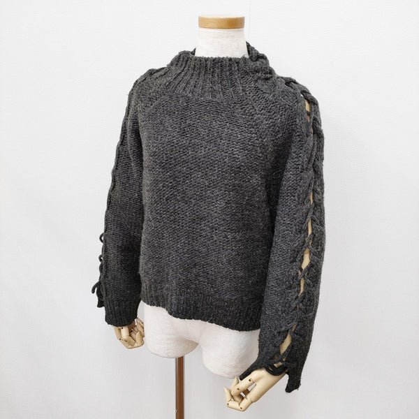 Ameri VINTAGE 02920120160 レースアップ アクリルウール セーター ニット チャコールグレー レディース アメリヴィンテージ【中古】5-0922T◎