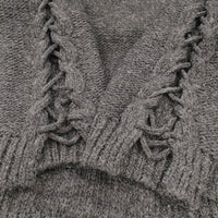 Ameri VINTAGE 02920120160 レースアップ アクリルウール セーター ニット チャコールグレー レディース アメリヴィンテージ【中古】5-0922T◎