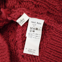 nest Robe 01224-1003 ペルーハンドニット ケーブル編みカーディガン カーディガン 22AW レッド レディース ネストローブ【中古】5-0131T♪