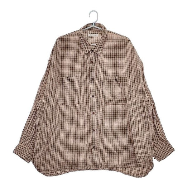 NEST ROBE CONFECT リネンガンクラブチェック ミリタリーバギーシャツ 02241-0038 長袖シャツ ベージュ メンズ ネストローブコンフェクト【中古】5-0416M∞