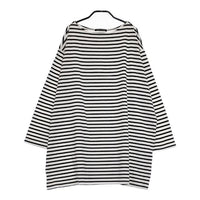 mizuiro-ind ボーダー ワイド チュニック 長袖Ｔシャツ カットソー ロンＴ ホワイト ブラック レディース ミズイロインド【中古】5-0324M∞
