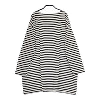mizuiro-ind ボーダー ワイド チュニック 長袖Ｔシャツ カットソー ロンＴ ホワイト ブラック レディース ミズイロインド【中古】5-0324M∞