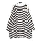 mizuiro-ind ボーダー ワイド チュニック 長袖Ｔシャツ カットソー ロンＴ ホワイト ブラック レディース ミズイロインド【中古】5-0324M∞