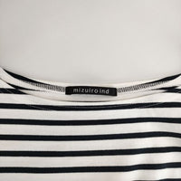mizuiro-ind ボーダー ワイド チュニック 長袖Ｔシャツ カットソー ロンＴ ホワイト ブラック レディース ミズイロインド【中古】5-0324M∞