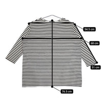 mizuiro-ind ボーダー ワイド チュニック 長袖Ｔシャツ カットソー ロンＴ ホワイト ブラック レディース ミズイロインド【中古】5-0324M∞