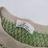 L'EQUIPE YOSHIE INABA メッシュ編み リネンコットン カーディガン ベージュ グリーン レディース レキップヨシエイナバ【中古】5-0416M∞